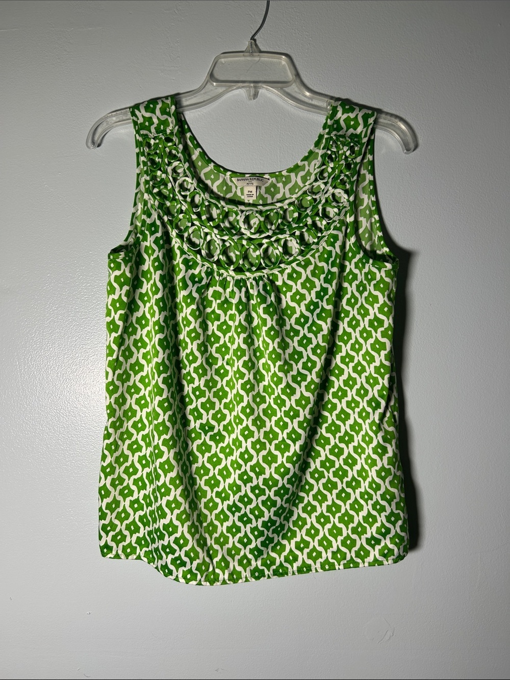 Banana Republic Green Geometric Sleeveless Top